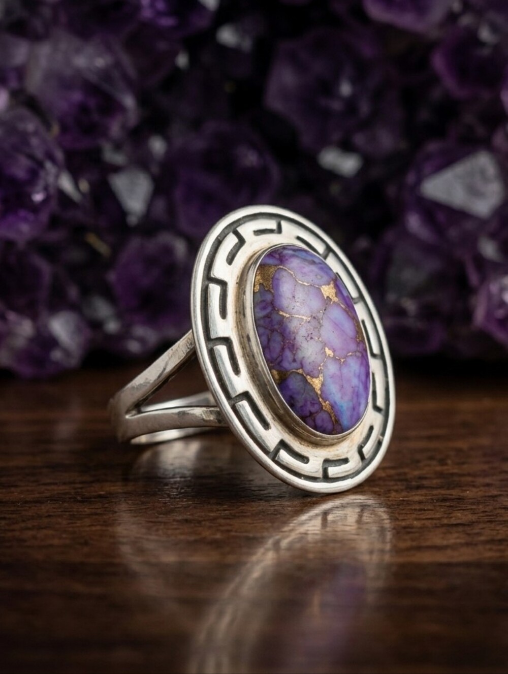 Purple Mojave Turquoise Sterling Silver Ring 925 Sz 7 Santa Fe Southwestern